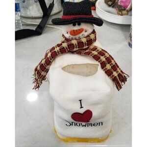 Winter snowman tissue box cover handcrafted "I love snowmen"
